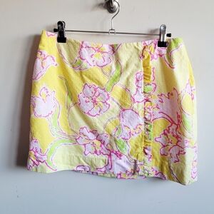 Lilly Pulitzer Hotty Yellow Day Lilly Floral Ruffle Callie Mini Skirt